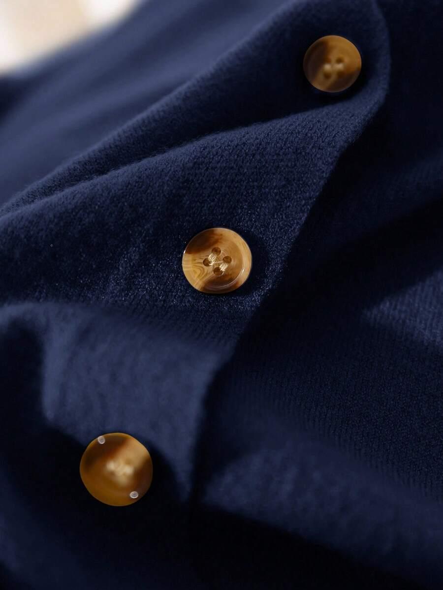 GRANATOWY SWETER V-NECK 