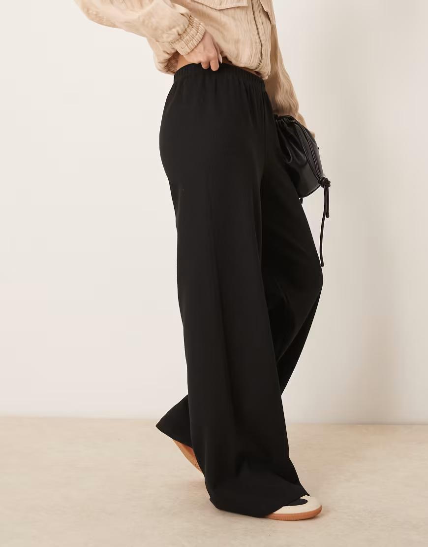 CZARNE SPODNIE SZEROKIE NOGAWKI 