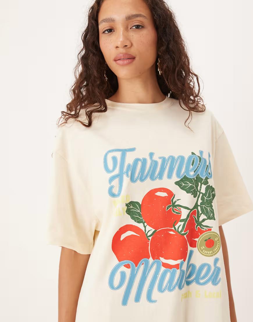 kremowy t-shirt print
