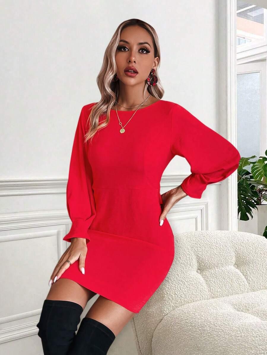 CZERWONA MINI SUKIENKA WIĄZANIE