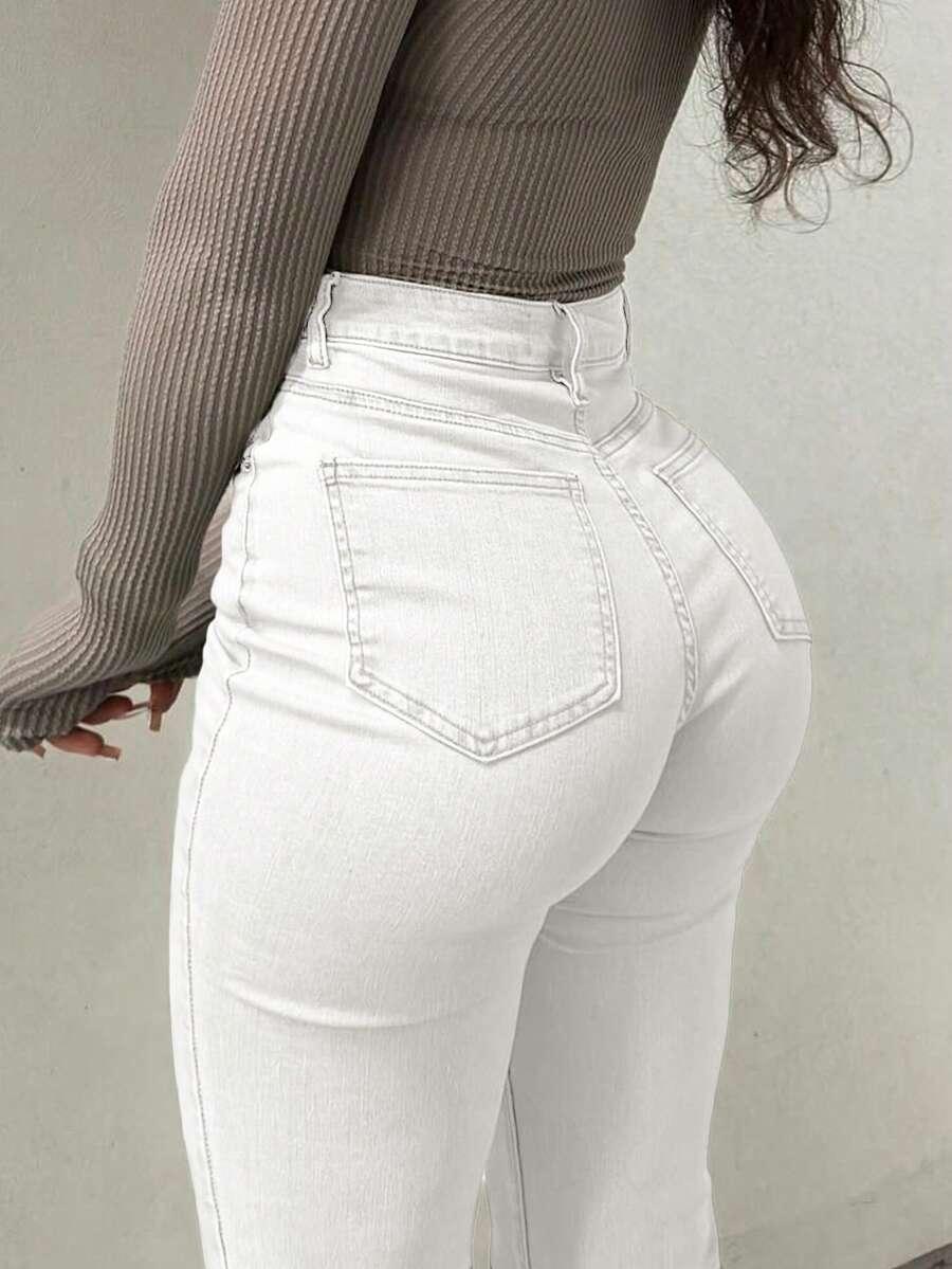 BIAŁE SPODNIE JEANS