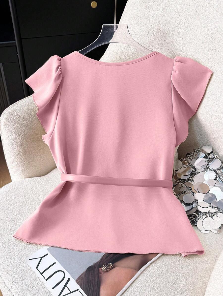 RÓŻOWA BLUZKA V-NECK