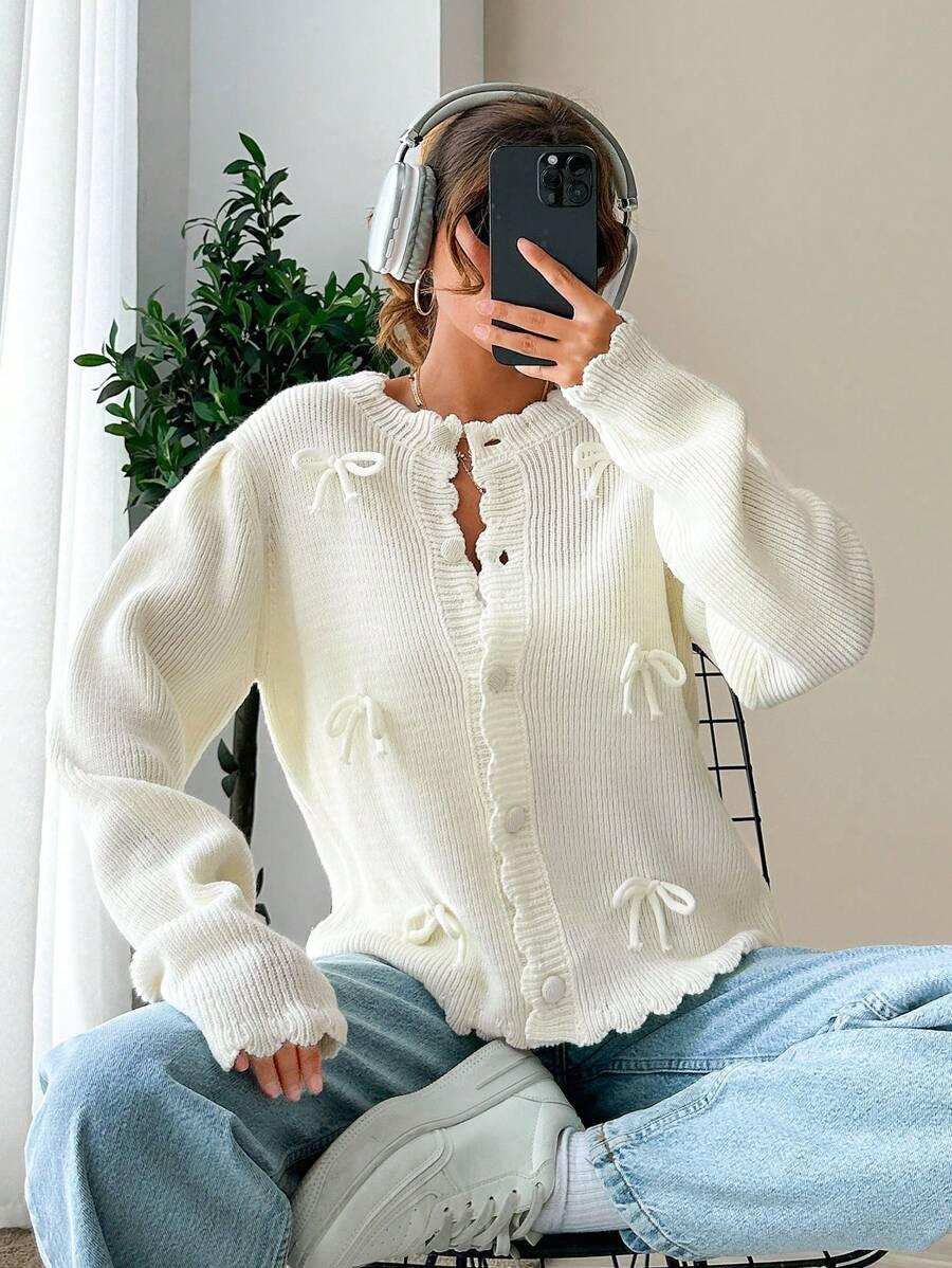 SWETER DAMSKI OKRĄGŁY DEKOLT ROZPINANY DŁUGI RĘKAW