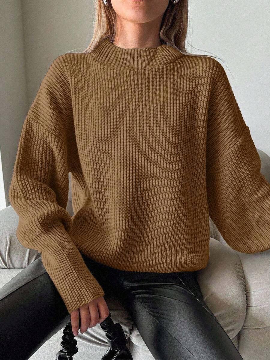 BEŻOWY SWETER DŁUGI RĘKAW