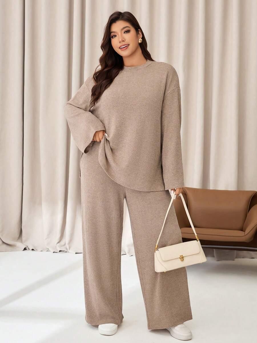 BEŻOWY SWETER DŁUGI RĘKAW