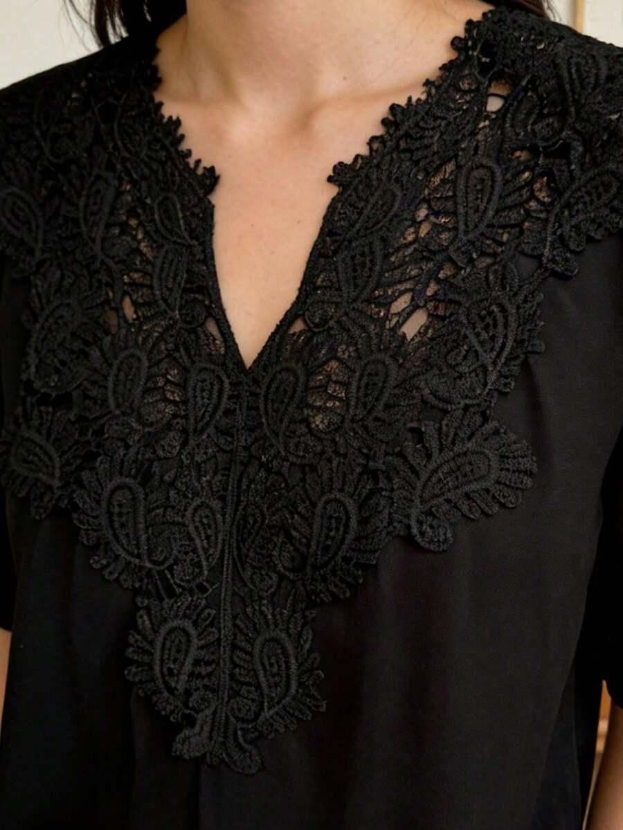 czarna bluzka haft 