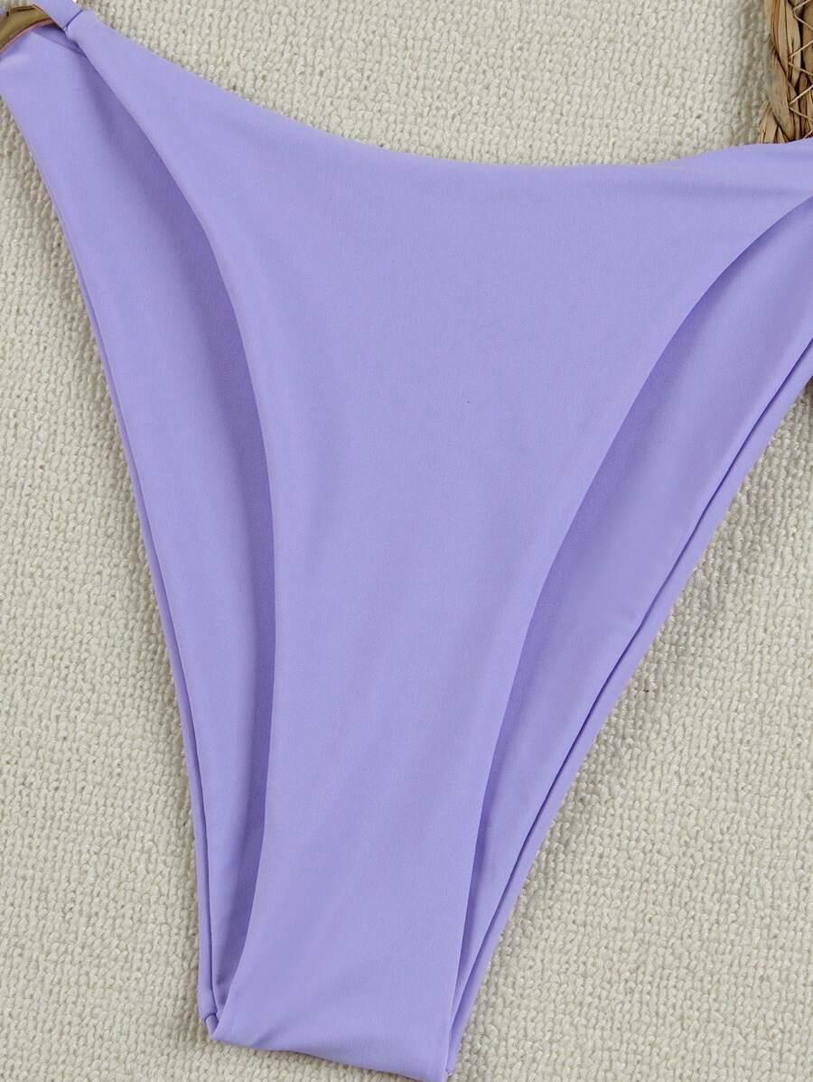fioletowa góra od bikini wiązanie zdobienie 