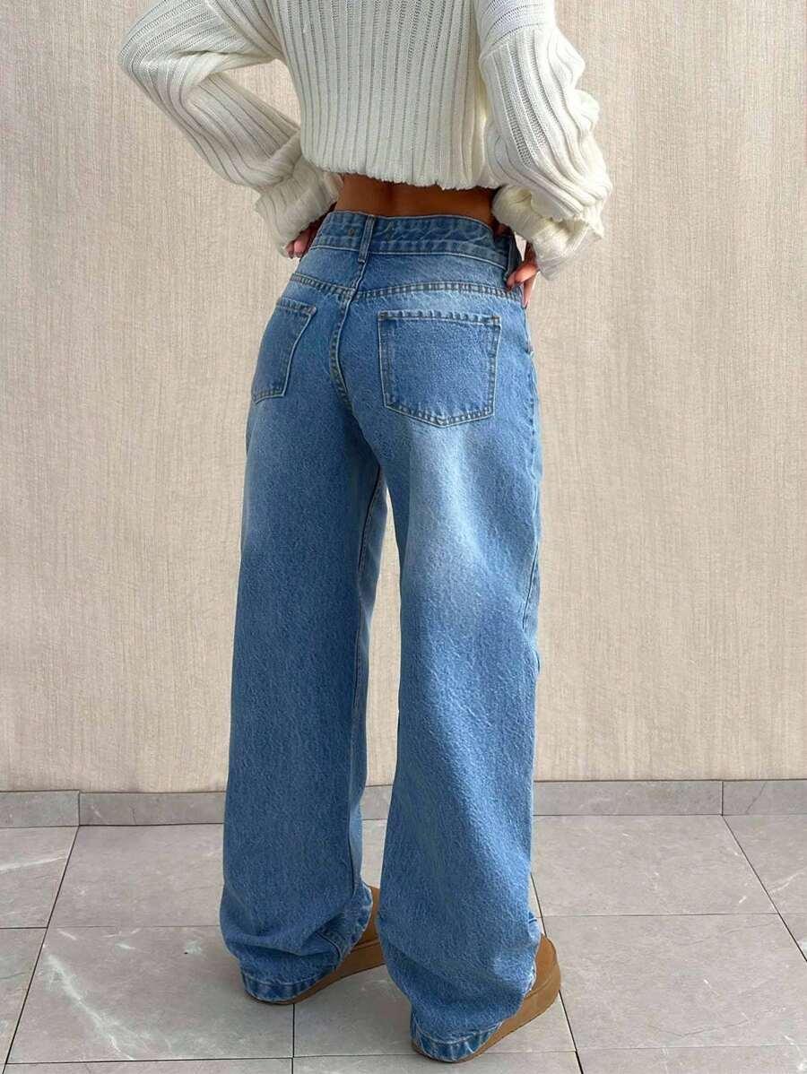 NIEBIESKIE SPODNIE JEANS NISKI STAN