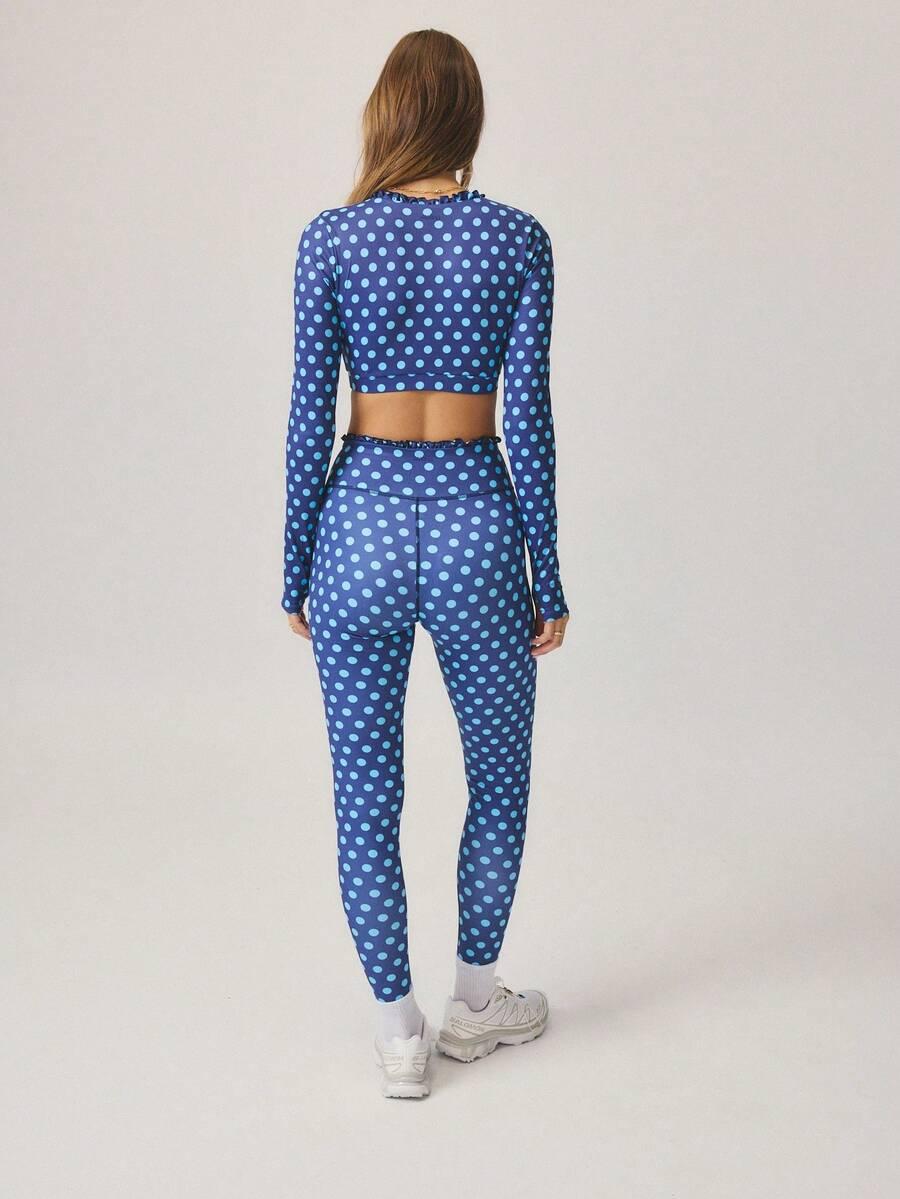 KOMPLET TOP LEGGINSY WZÓR GROSZKI 