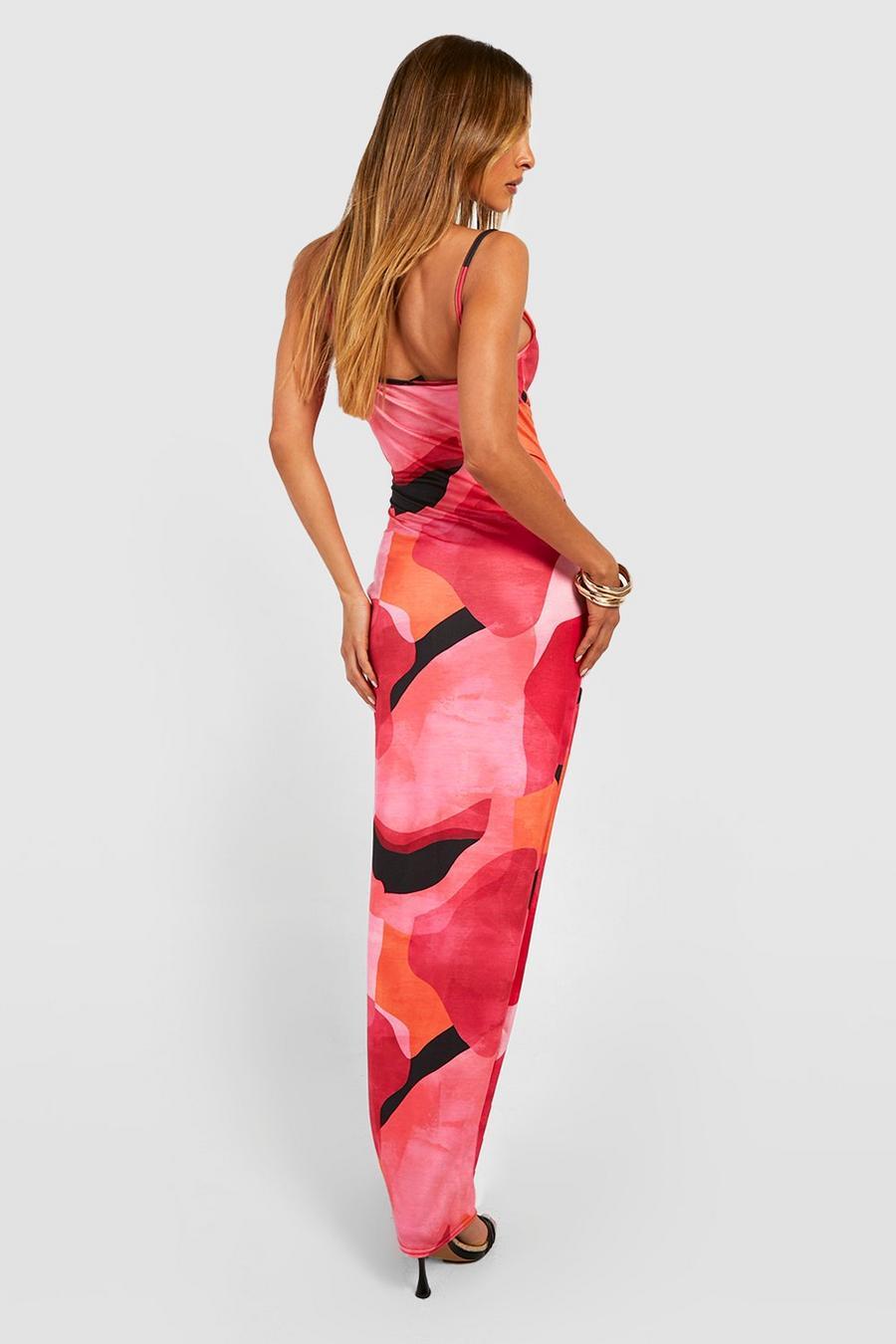 maxi sukienka na ramiączkach Abstract print