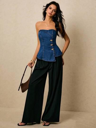 niebieska kamizelka jeans