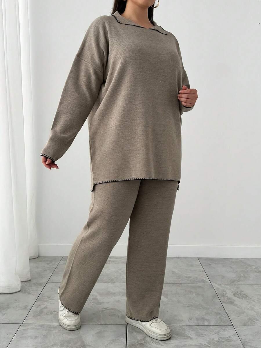 komplet sweter spodnie dzianina 