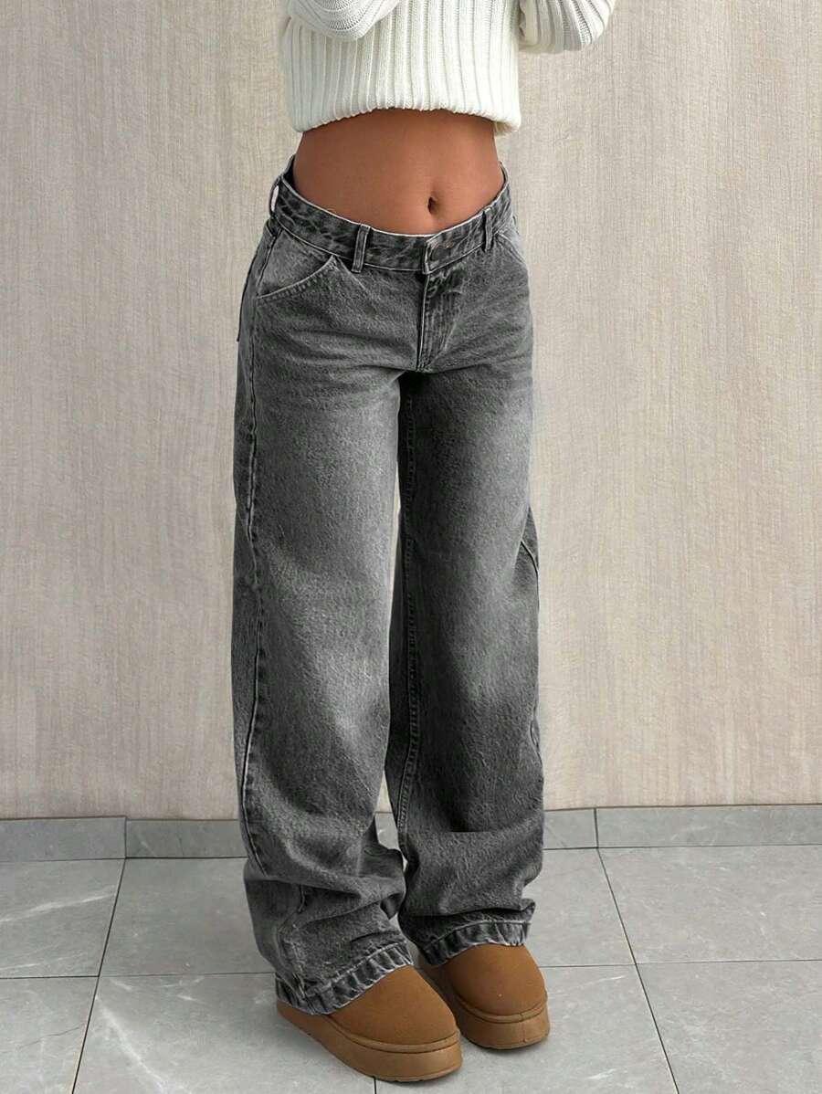 szare SPODNIE JEANS 