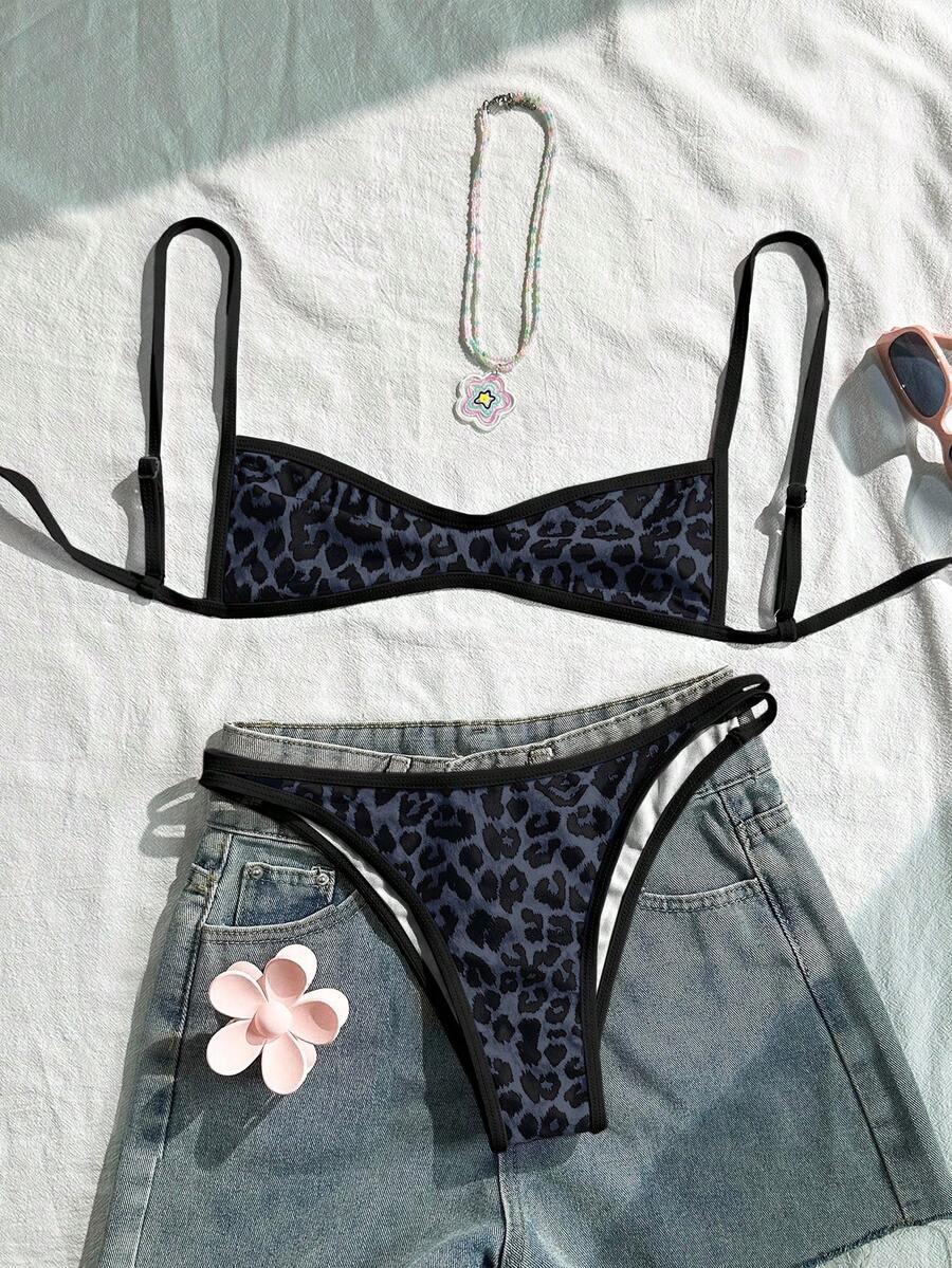 dwuczęściowy strój kąpielowy animal print