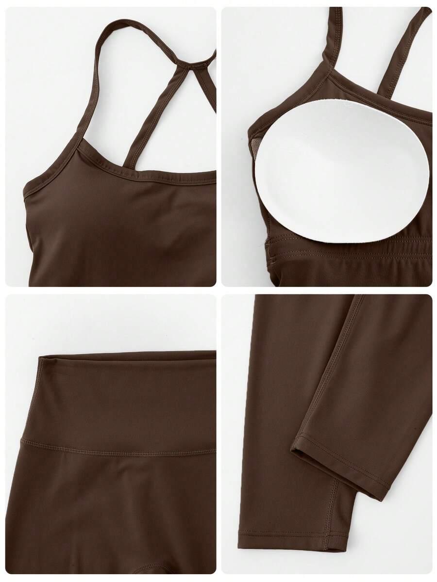 BRĄZOWY TOP LEGGINSY KOMPLET