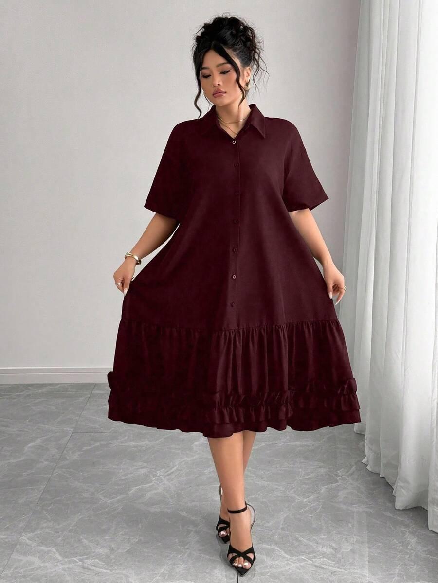 bordowa midi sukienka