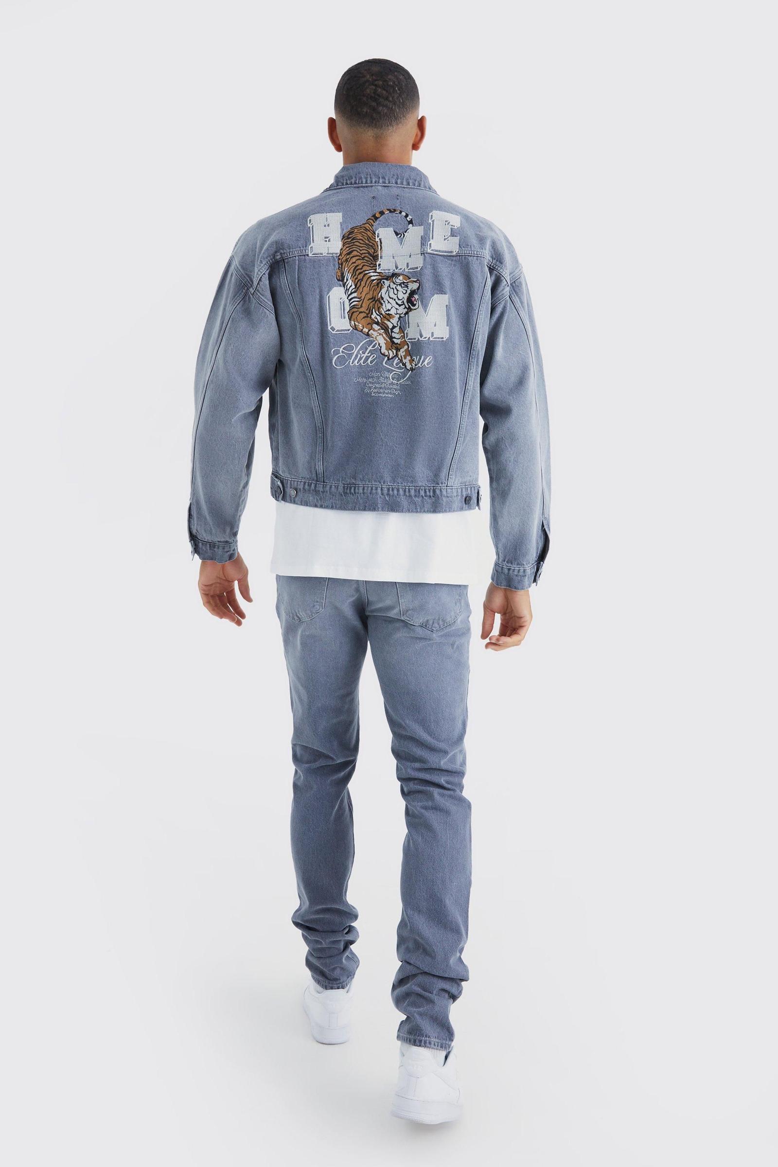 szara kurtka jeans haft
