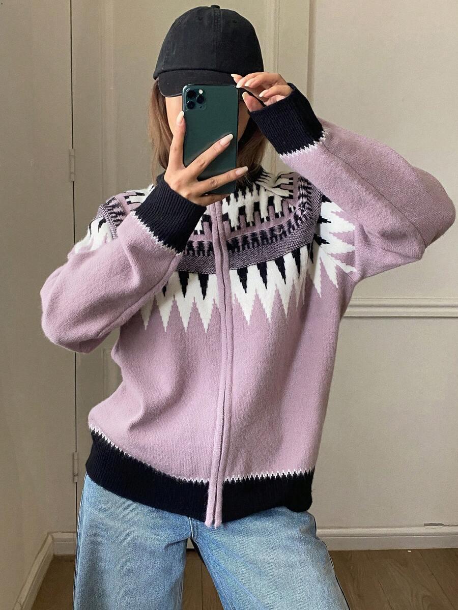 sweter dzianina zamek