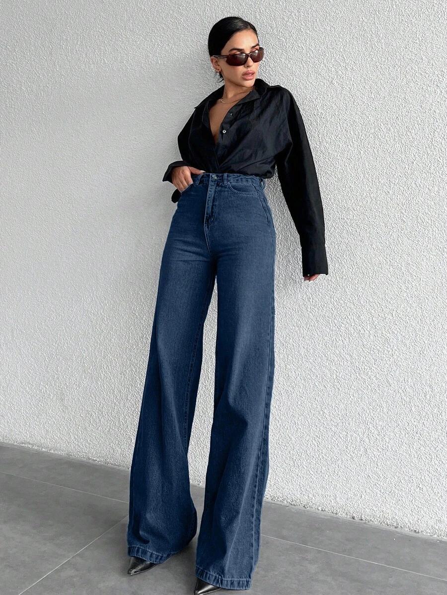 GRANATOWE SPODNIE JEANS