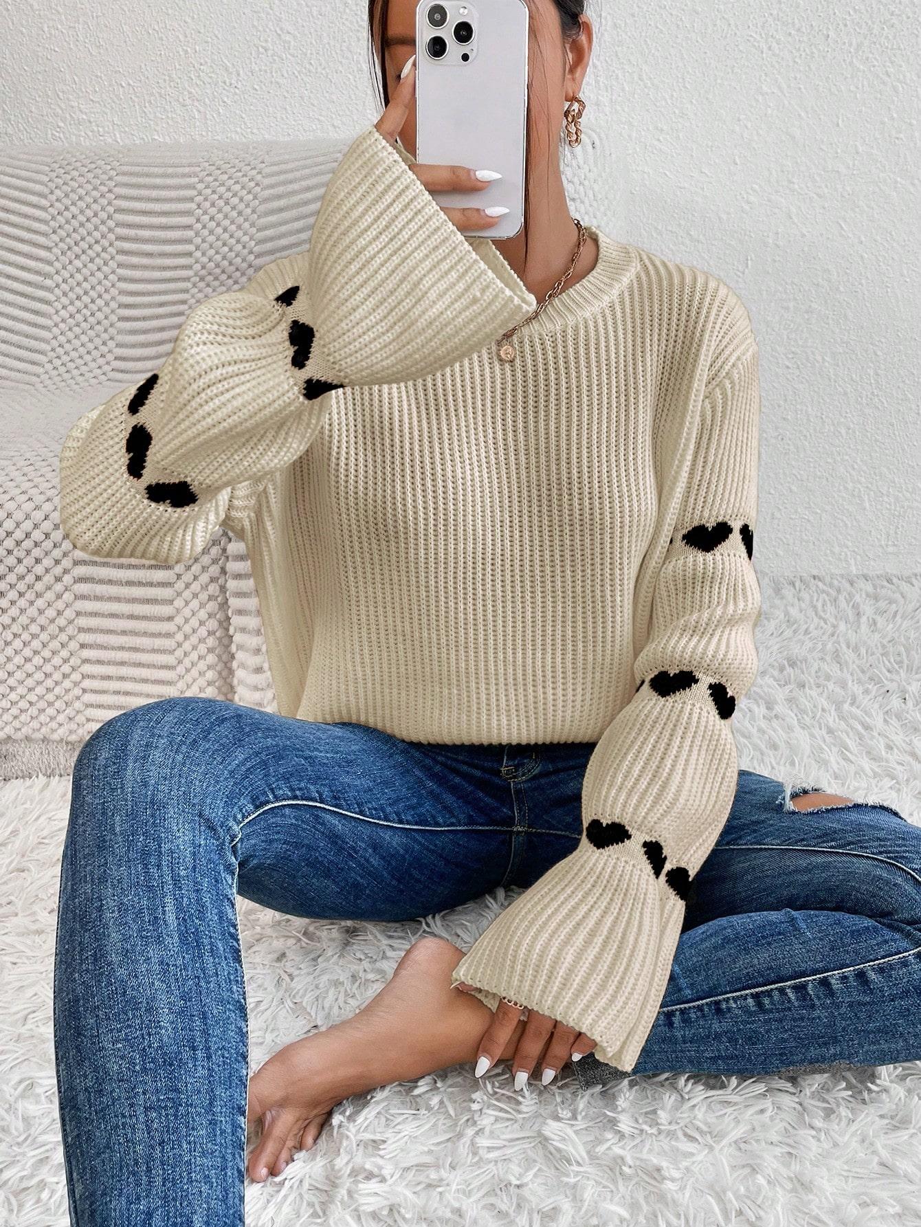 BEŻOWY DZIANINOWY SWETER