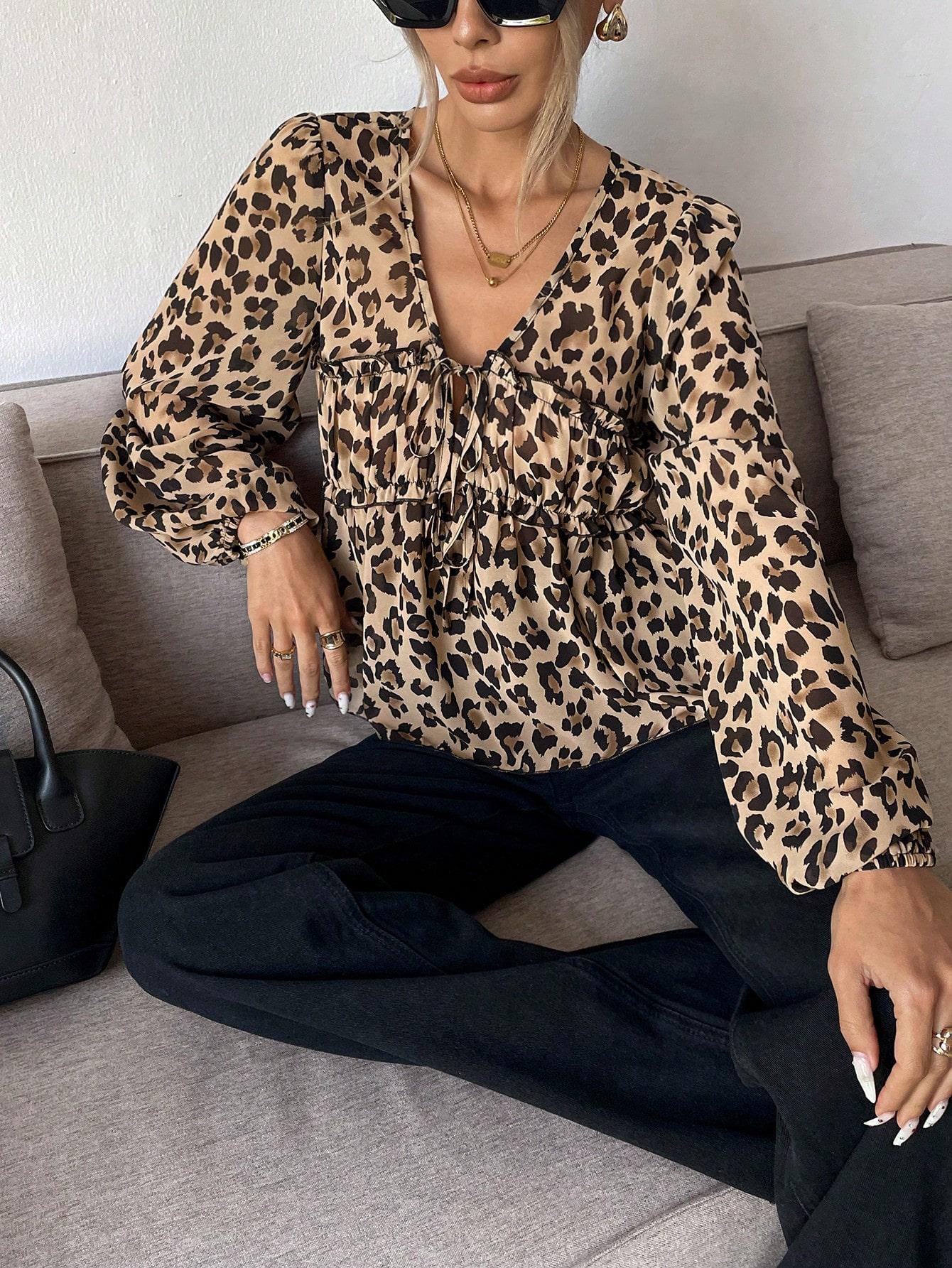 BLUZKA ANIMAL PRINT WIĄZANIE