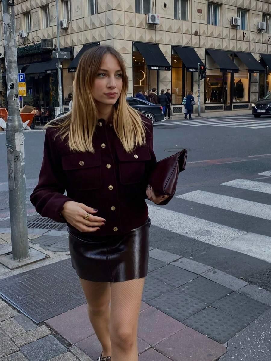 BURGUNDOWA KURTKA GUZIKI 