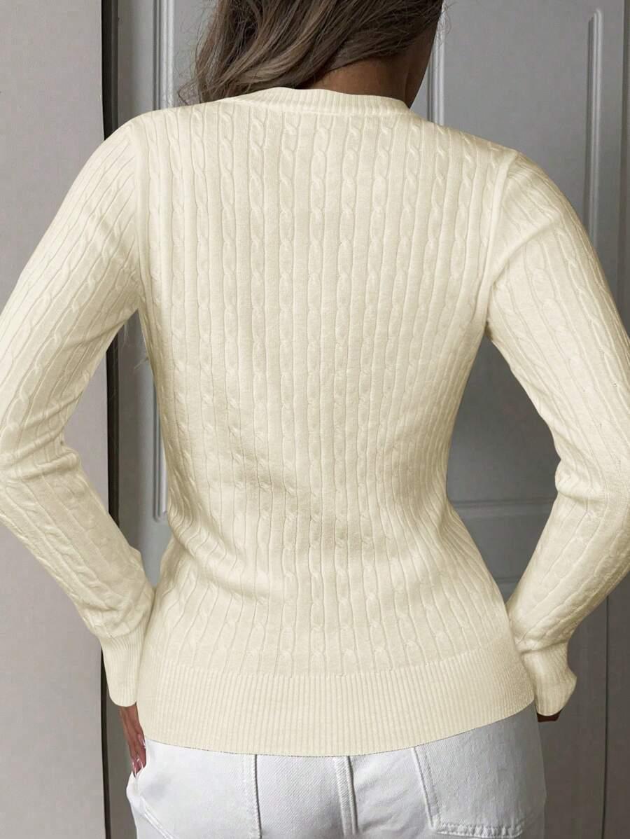 KREMOWY DOPASOWANY sweter v neck