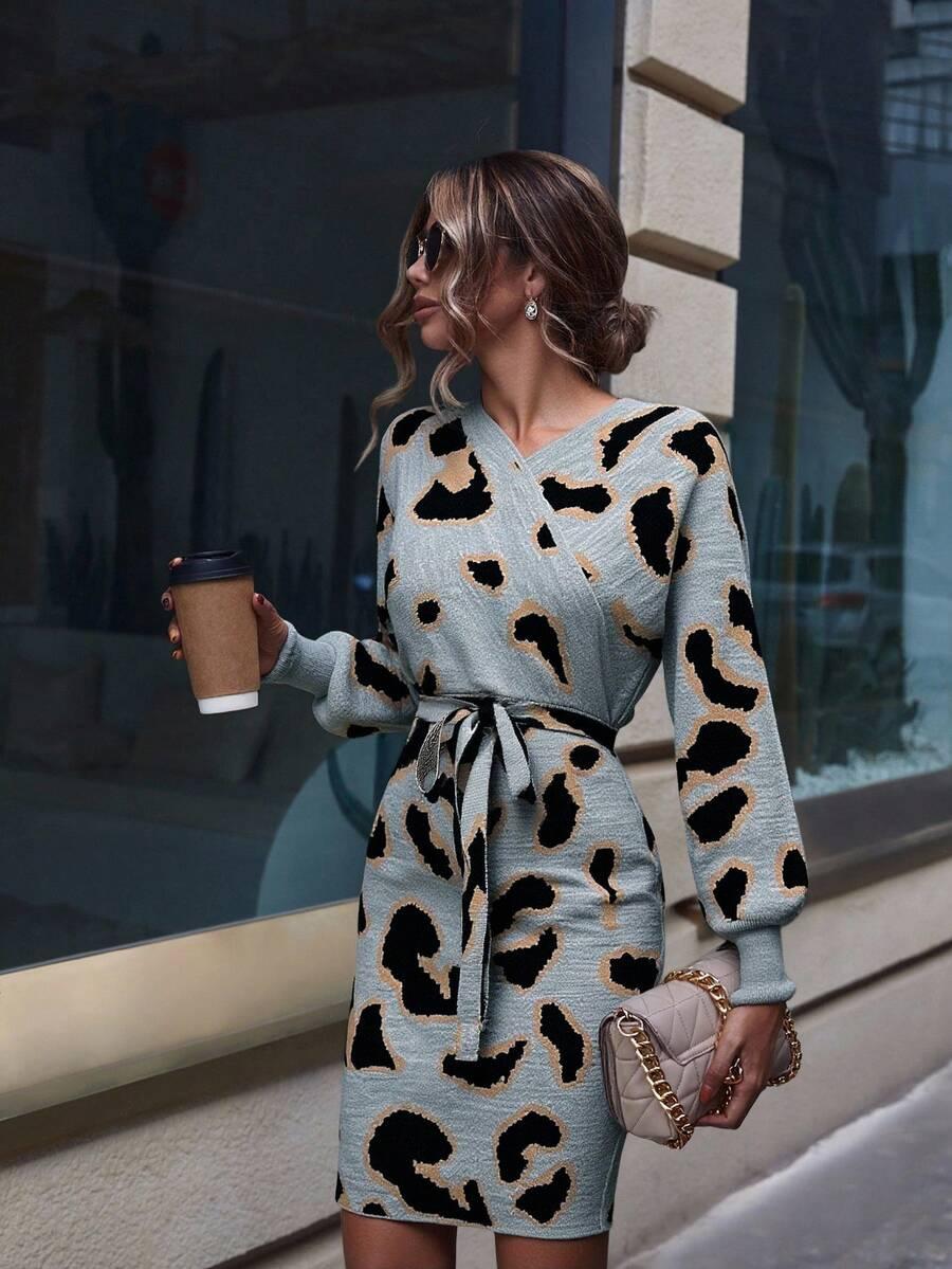 DZIANINOWA SUKIENKA ANIMAL PRINT