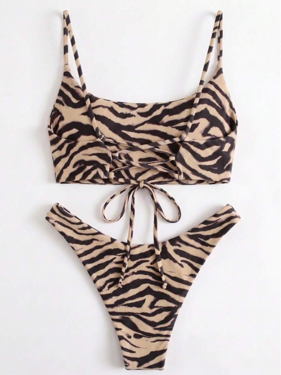 dwuczęściowy strój kąpielowy animal print