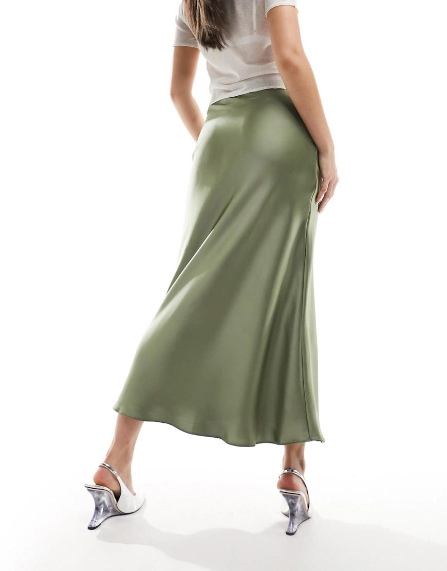 satynowa zielona maxi spódnica basic