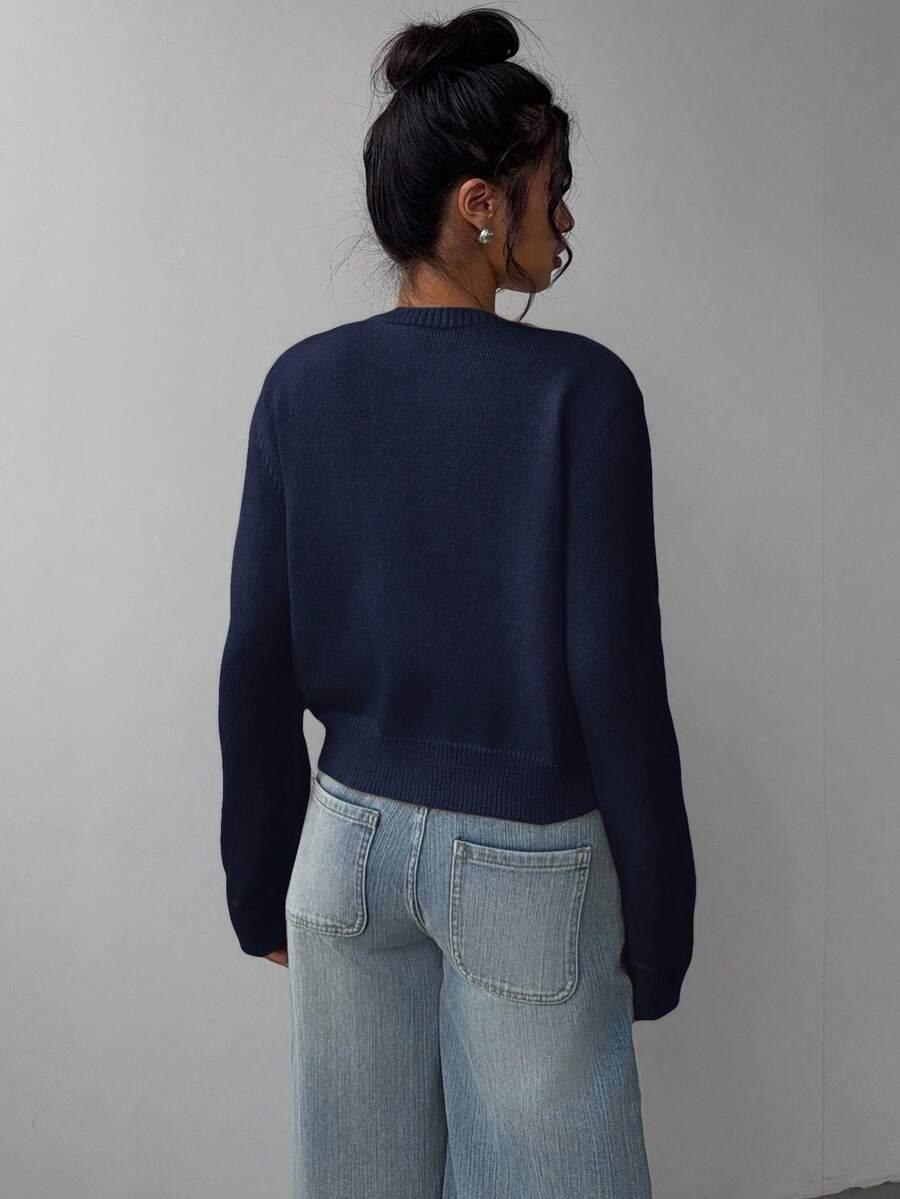 GRANATOWY SWETER GUZIKI