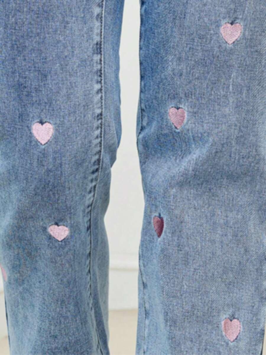 NIEBIESKIE SPODNIE JEANS WZÓR SERCA
