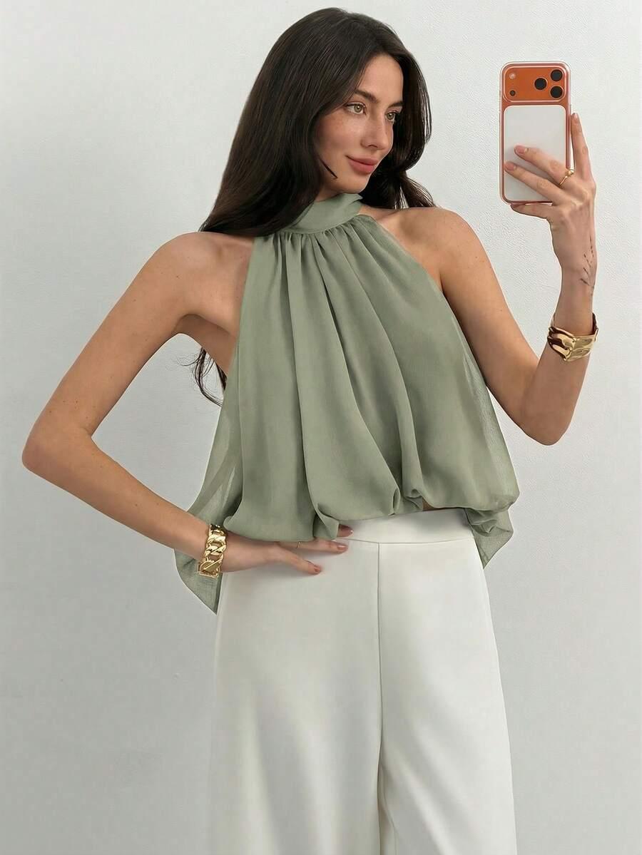 zielony szyfonowy top