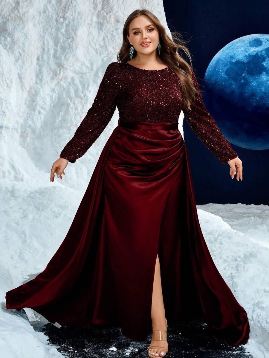 burgundowa maxi sukienka