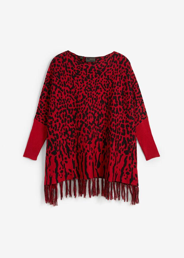 SWETER PONCHO W ANIMALISTYCZNY DESEŃ