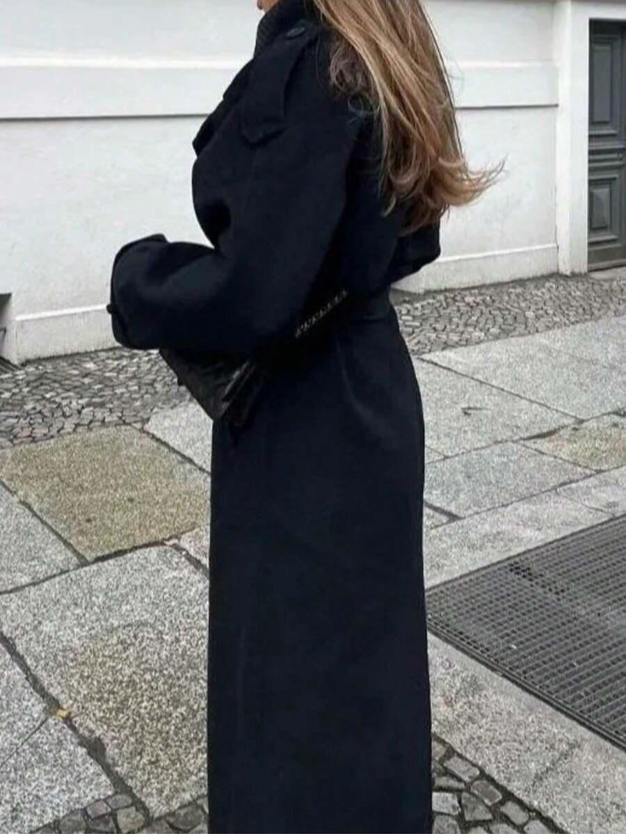 CZARNY KLASYCZNY PŁASZCZ