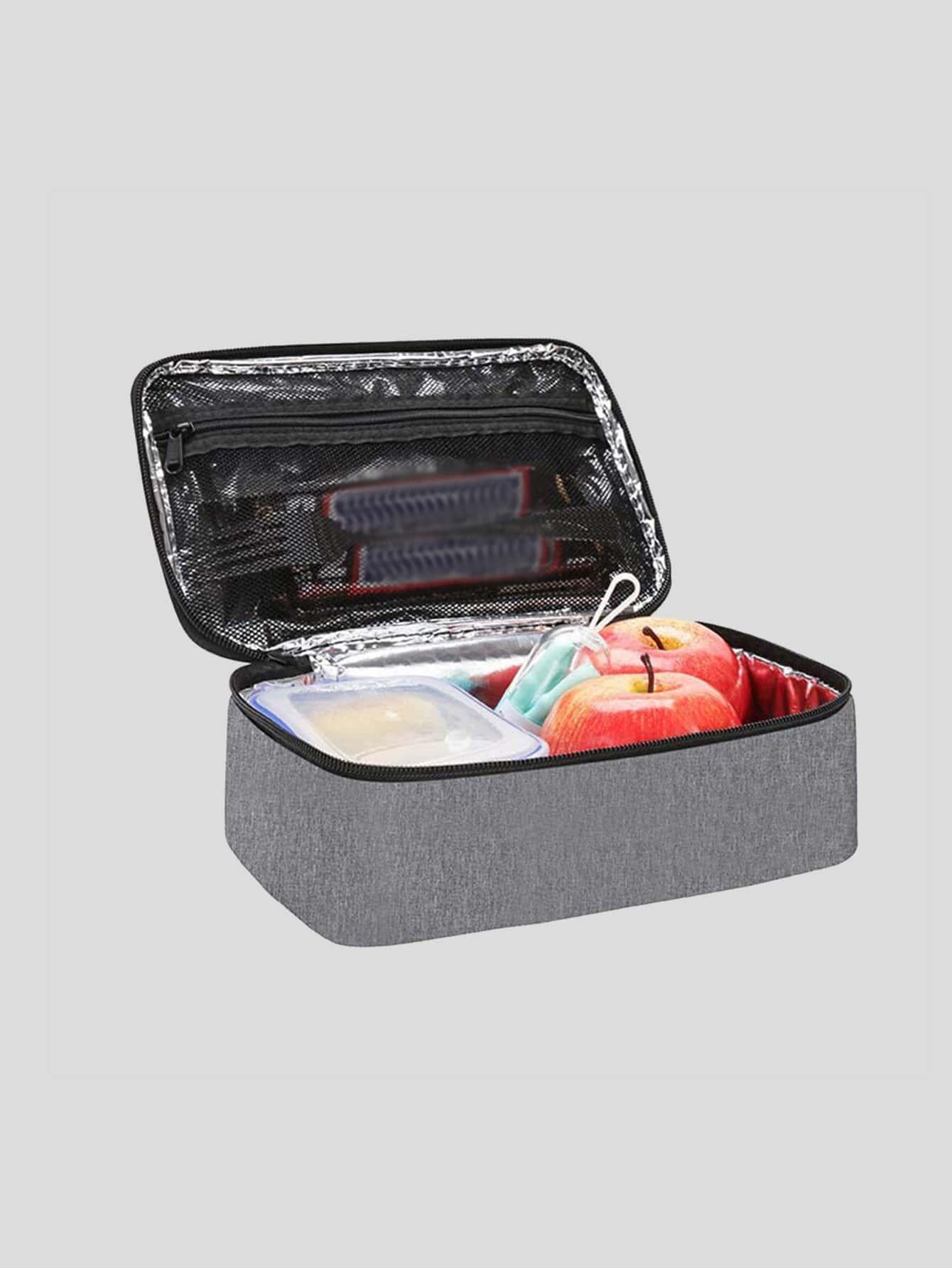 szary lunch box zamek