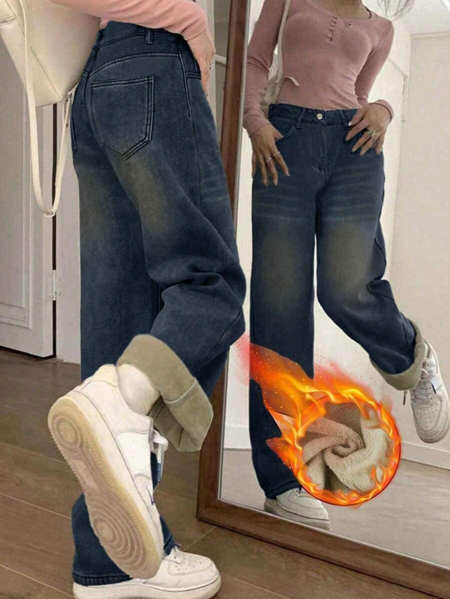 OCIEPLANE SPODNIE JEANS 