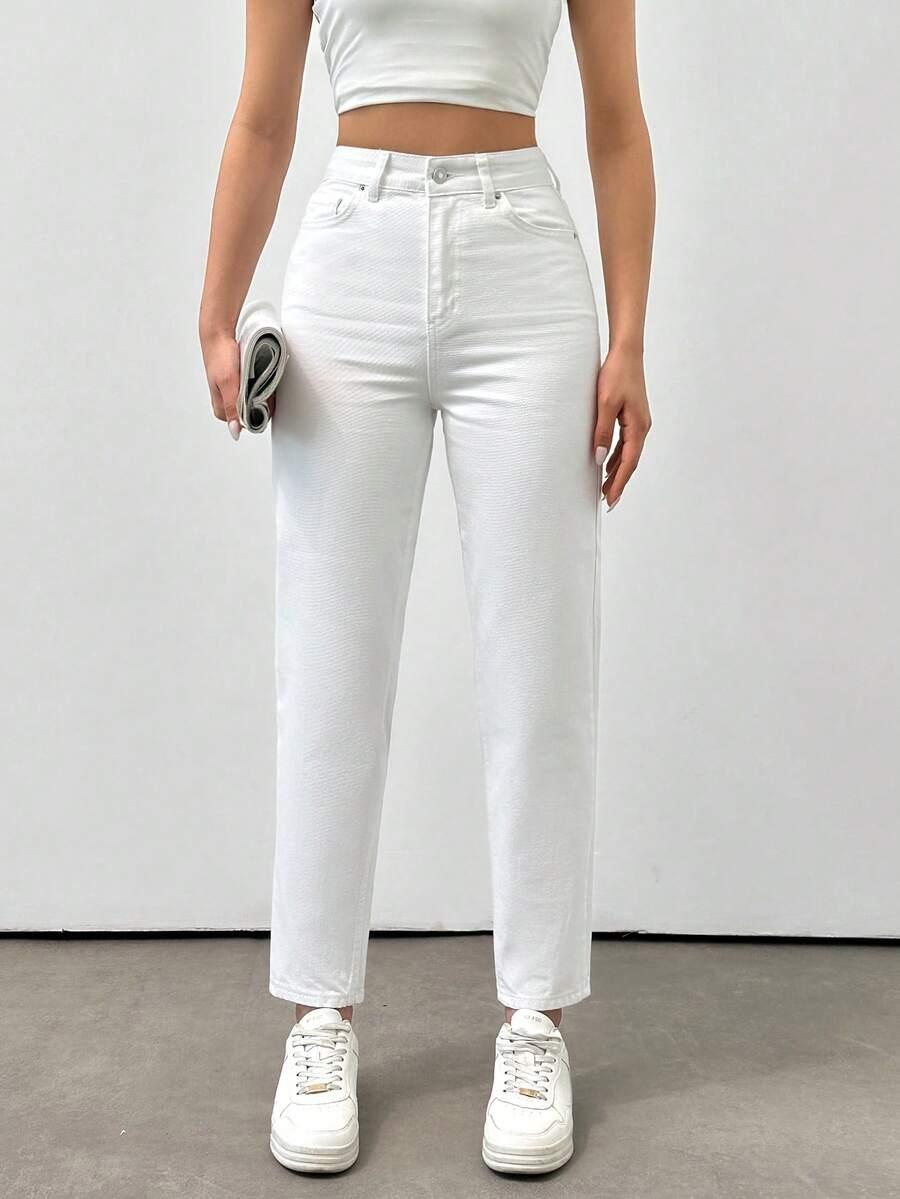 BIAŁE SPODNIE JEANS