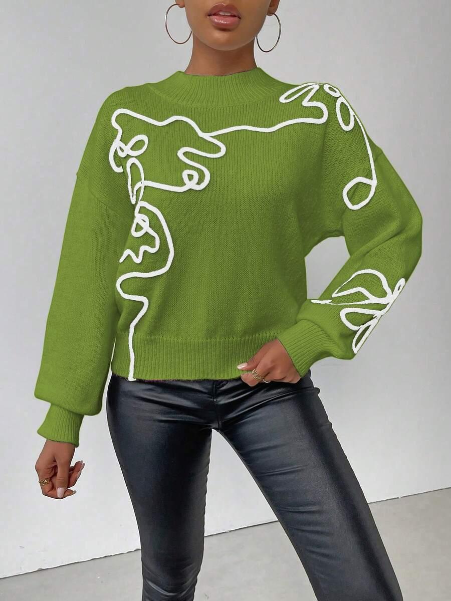 zielony sweter haft