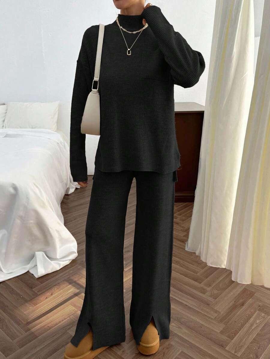 czarny sweter kieszeń