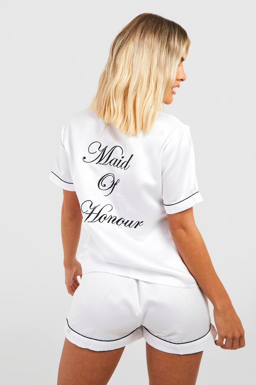 dwuczęściowa piżama satyna napis : Maid Of Honour
