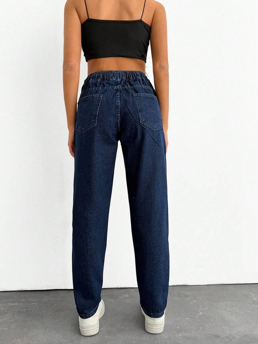GRANATOWE SPODNIE JEANS 