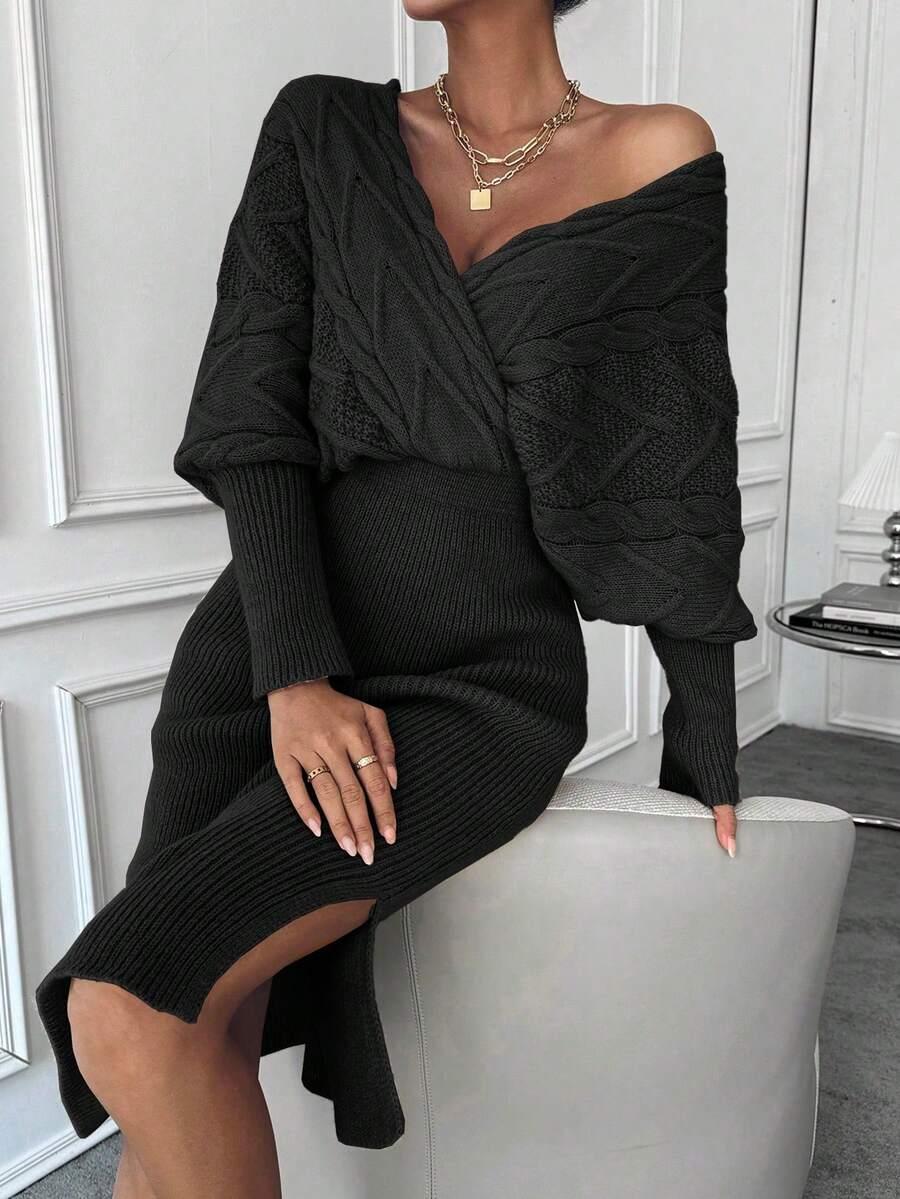 czarna dzianinowa sukienka