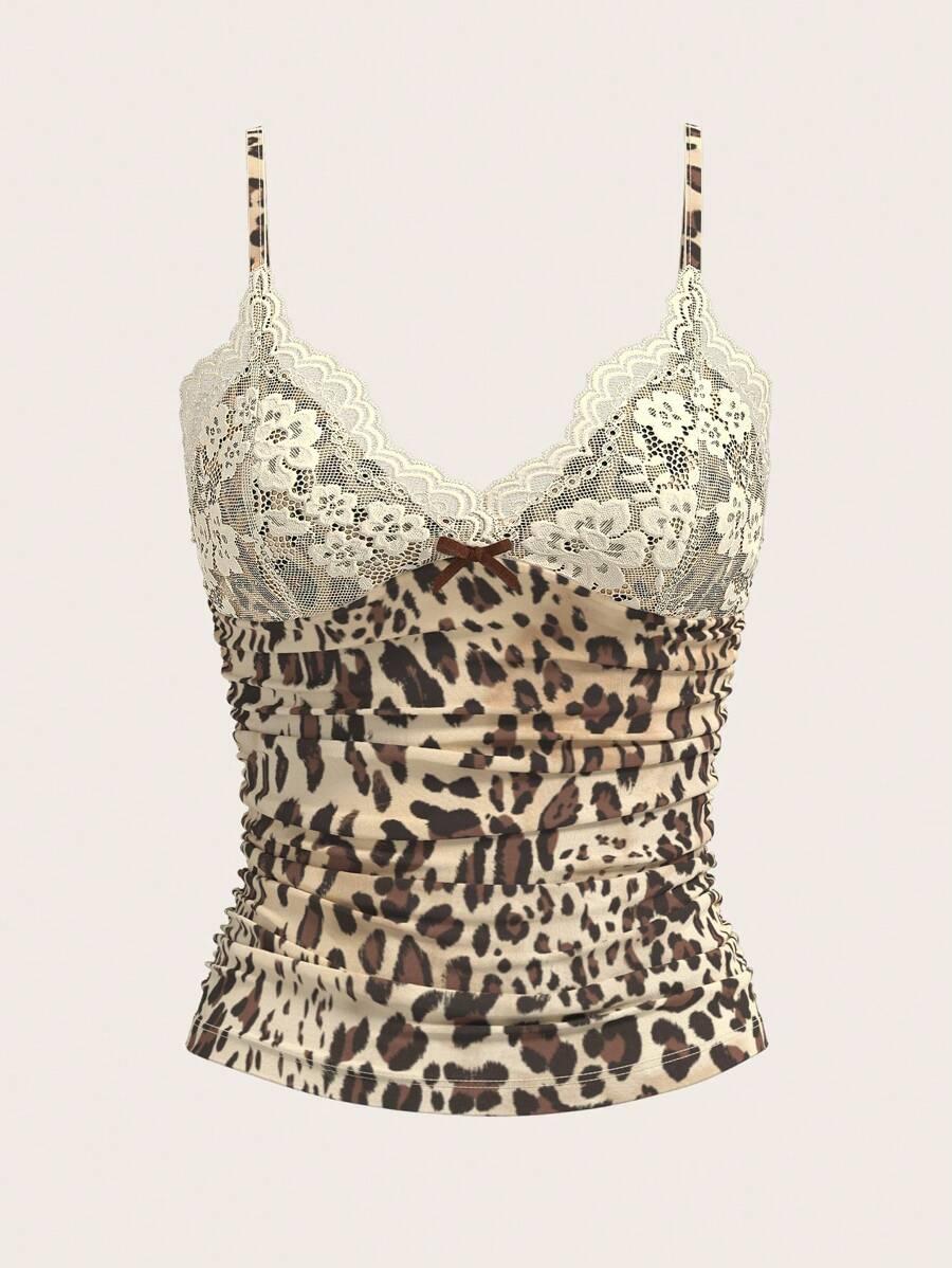 TOP ANIMAL PRINT koronka