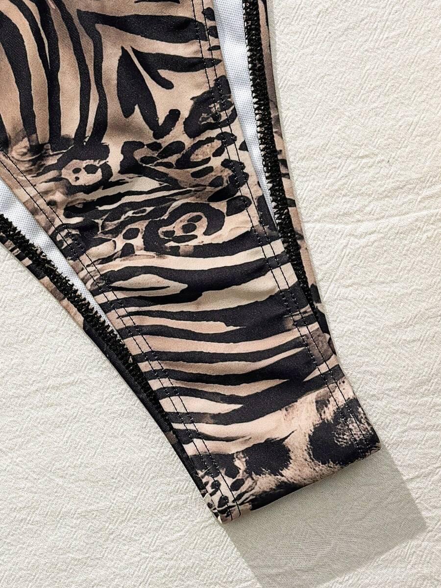 dwuczęściowy strój kąpielowy animal print