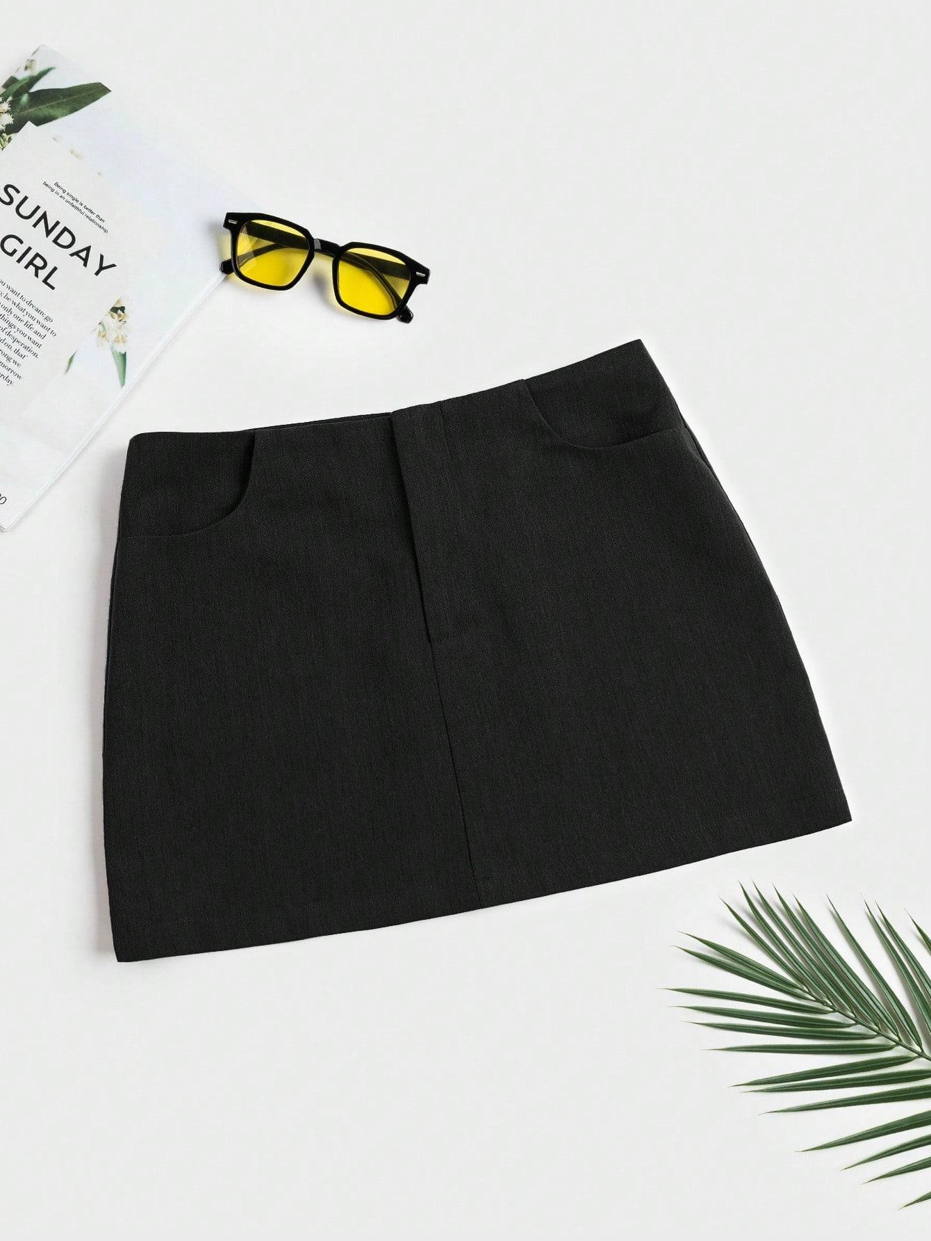 CZARNA MINI SPÓDNICA ZIP