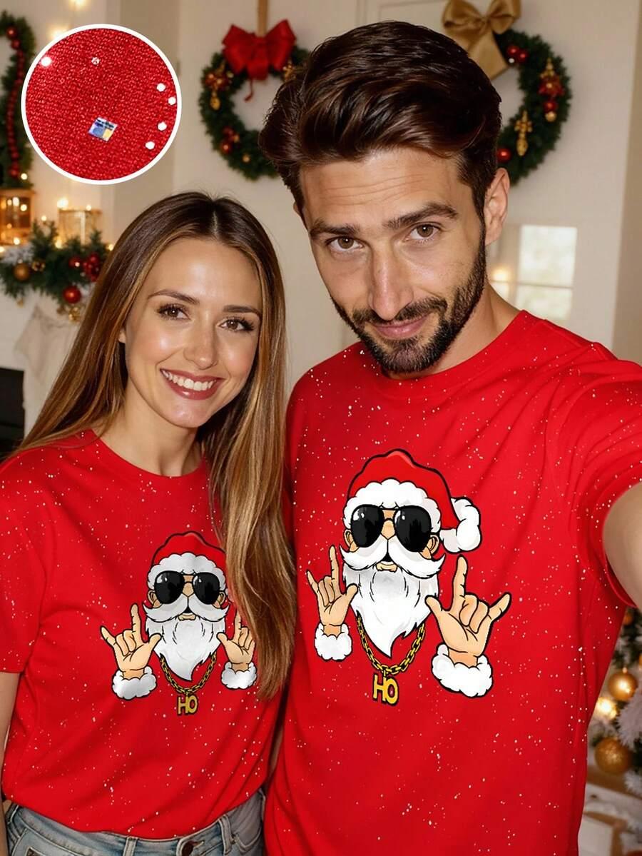 czerwony świąteczny t-shirt święty Mikołaj