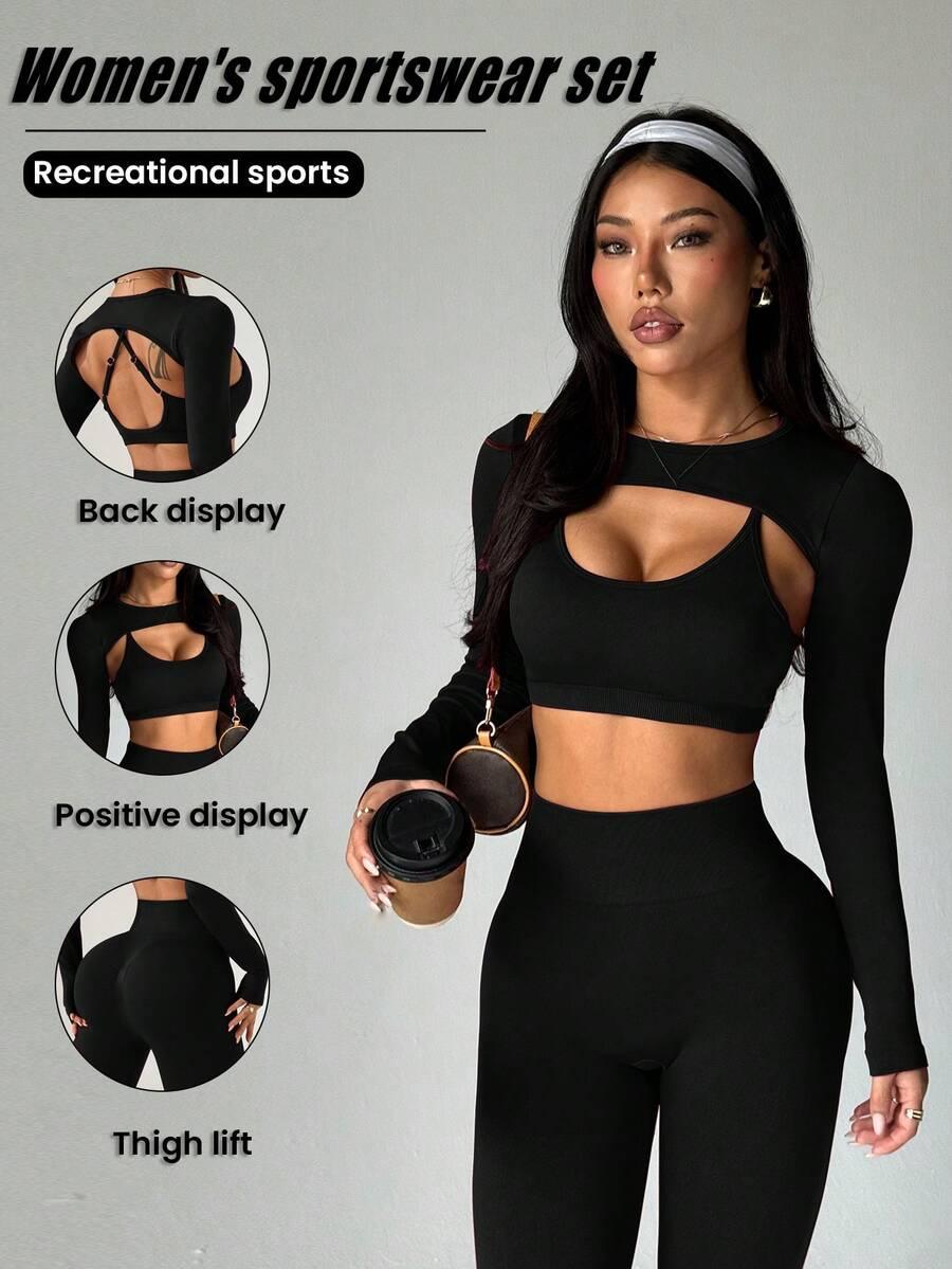 legginsy top narzutka komplet sportowy