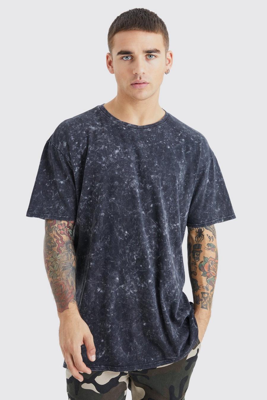 BAWEŁNIANY T-SHIRT OVERSIZE OKRĄGŁY DEKOLT PRINT 